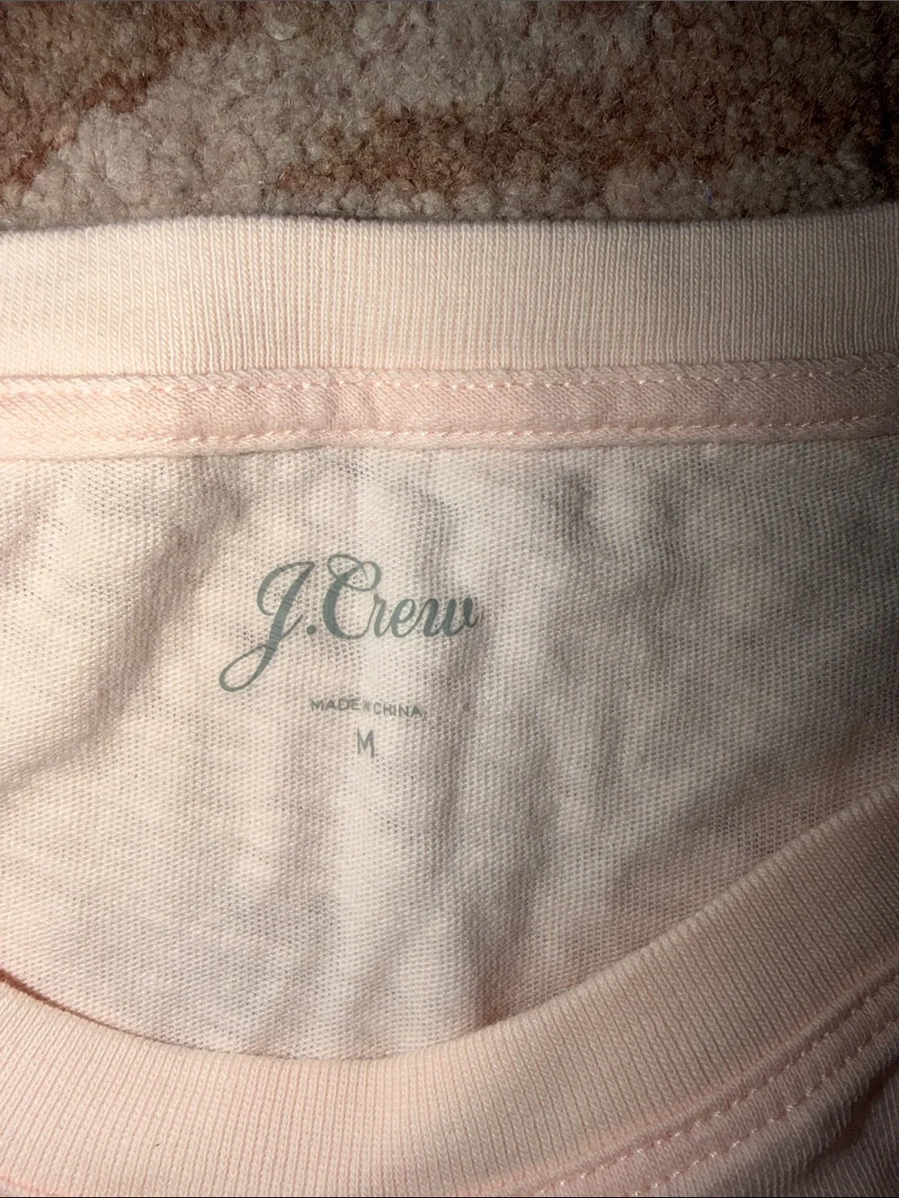 J. Crew Pink Tee with Red Flamingo Embroidery